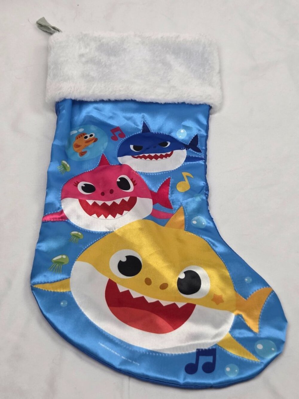 Kurt Adler Nickelodeon Baby Shark Blue Pink Yellow Satin Christmas Stocking